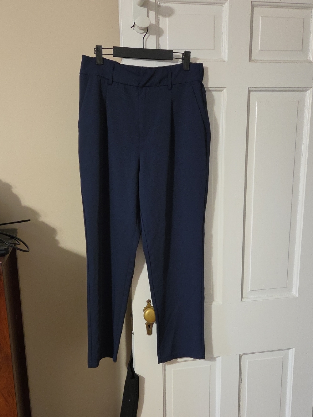HALARA Flex™ High Waisted Pocket Solid Work Tapered Pants Navy In Size Large R